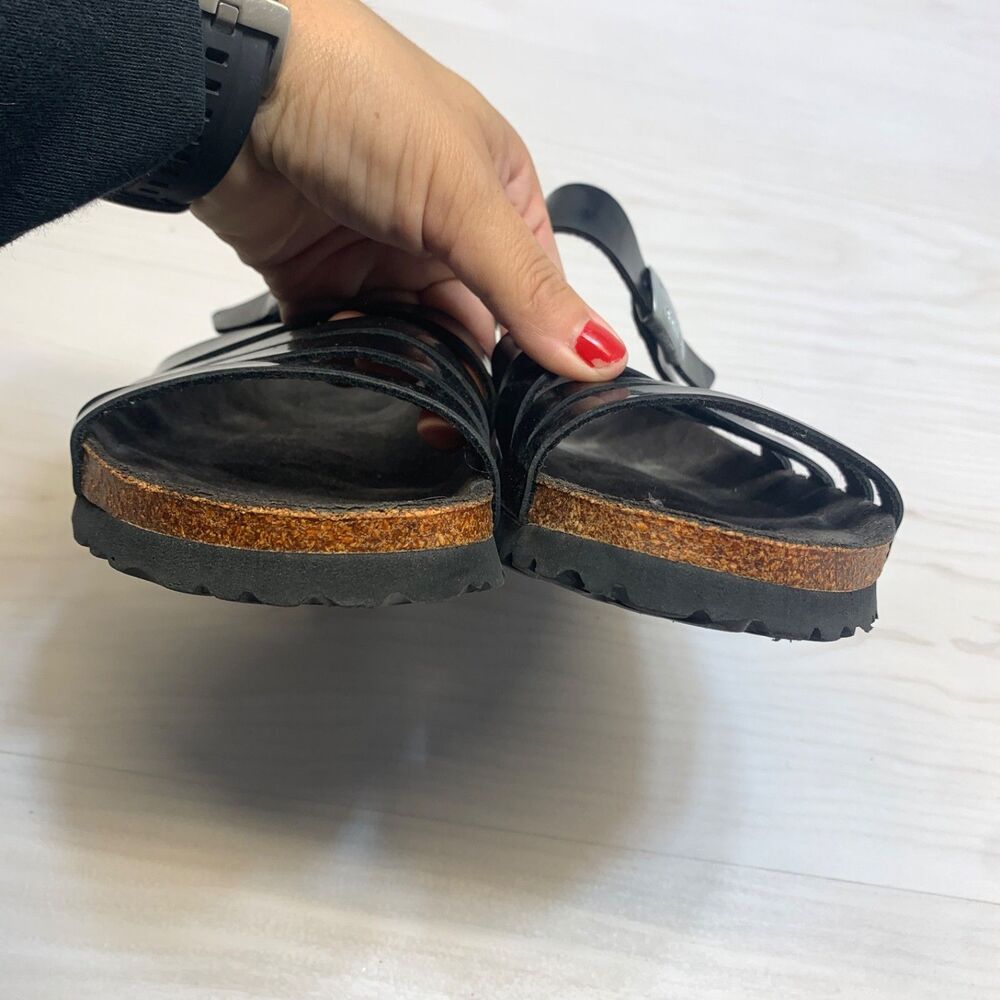 Women's 7 Birkenstock 38 Betula Burma Black Birko-Flor Sandals Strappy - Picture 5 of 12